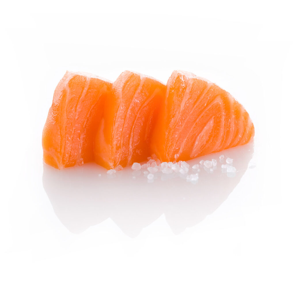 packshot produit sur fond blanc, de saumon