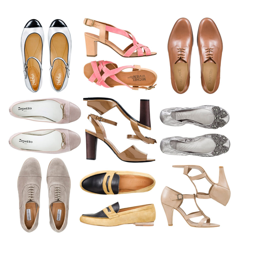 packshot produits sur fond blanc, de chaussures pour le bon marche