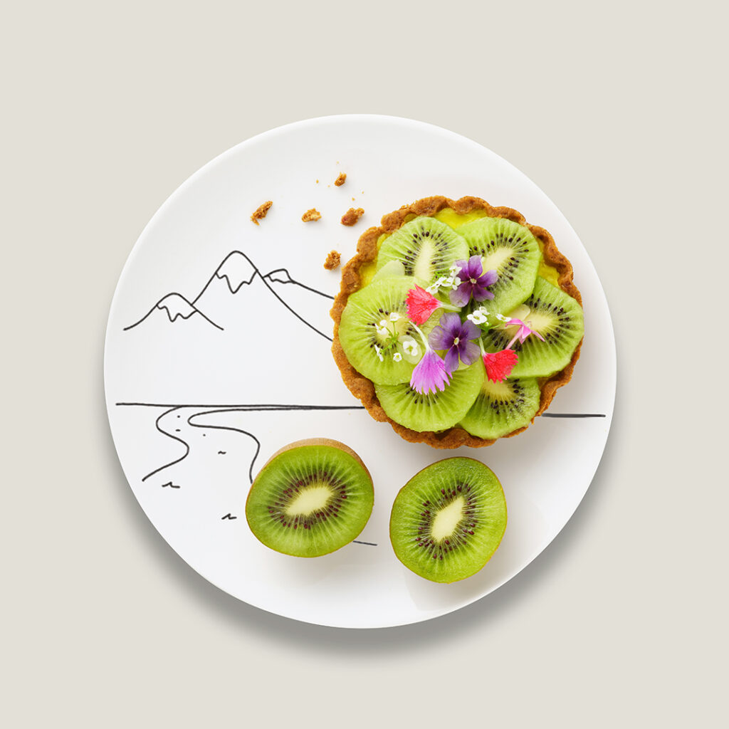 packshot produits sur fond blanc d une assiette de kiwi pour qualite landes