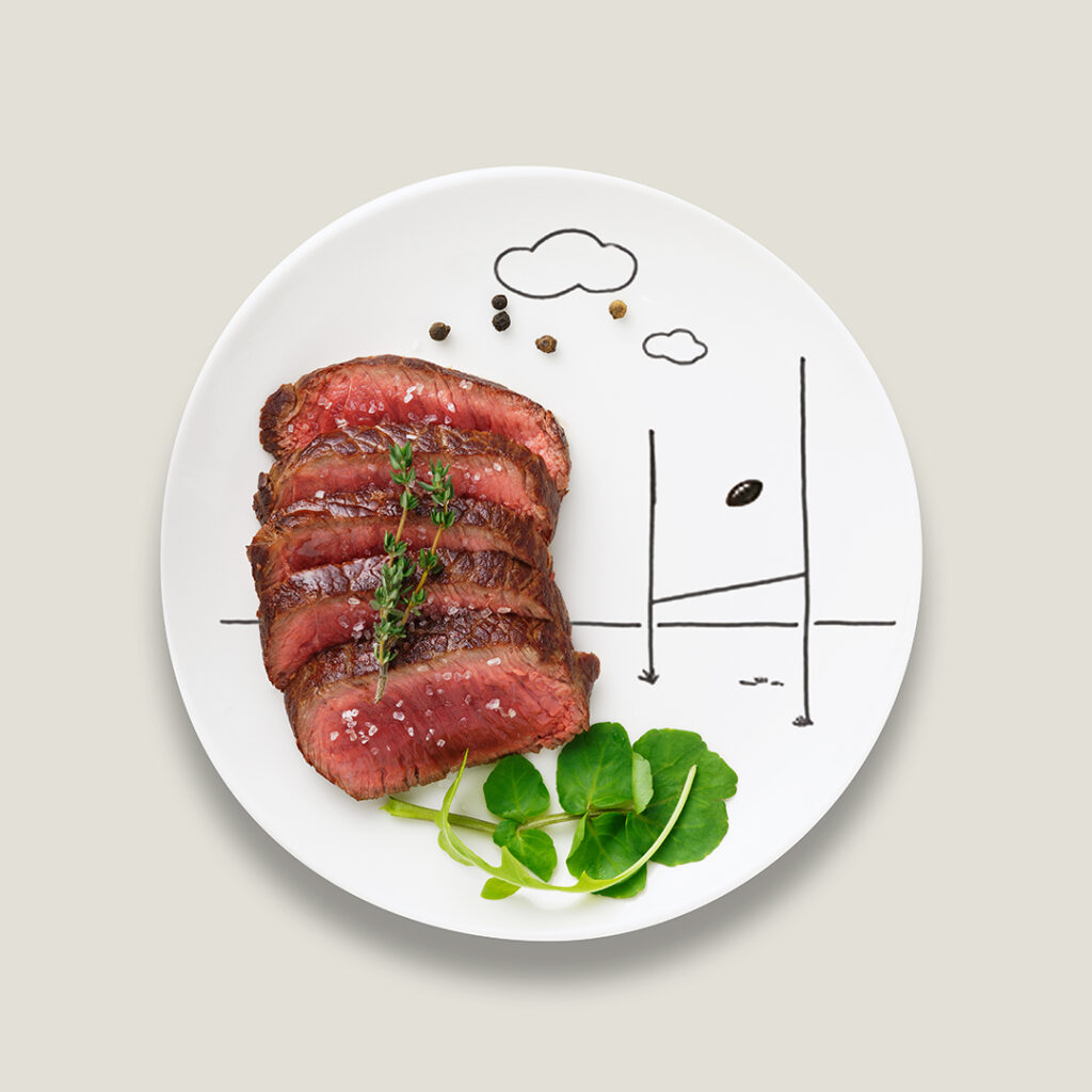 packshot produits sur fond blanc d une assiette de tranches de boeuf pour qualite landes