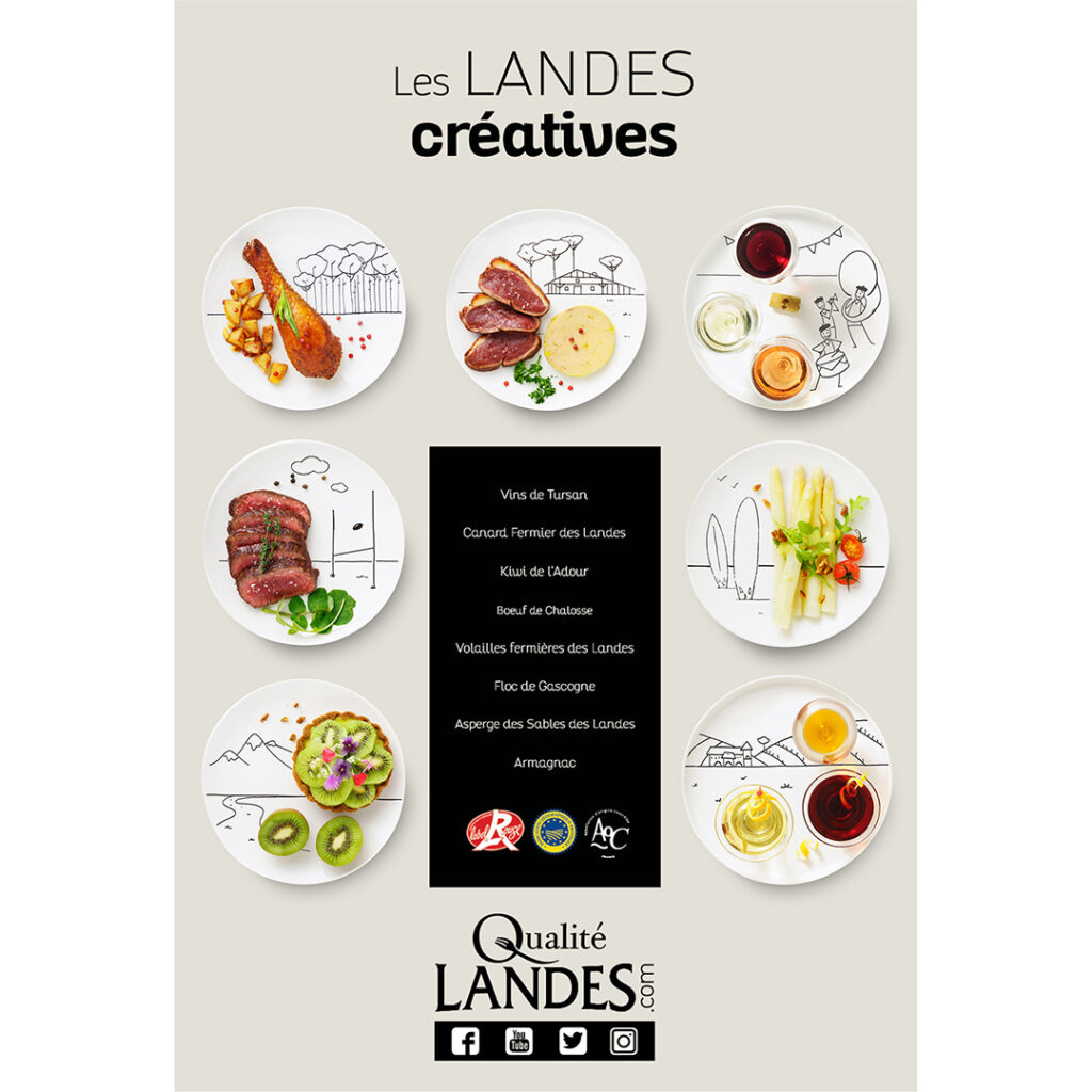 packshot produits en mosaique avec des specialites des landes